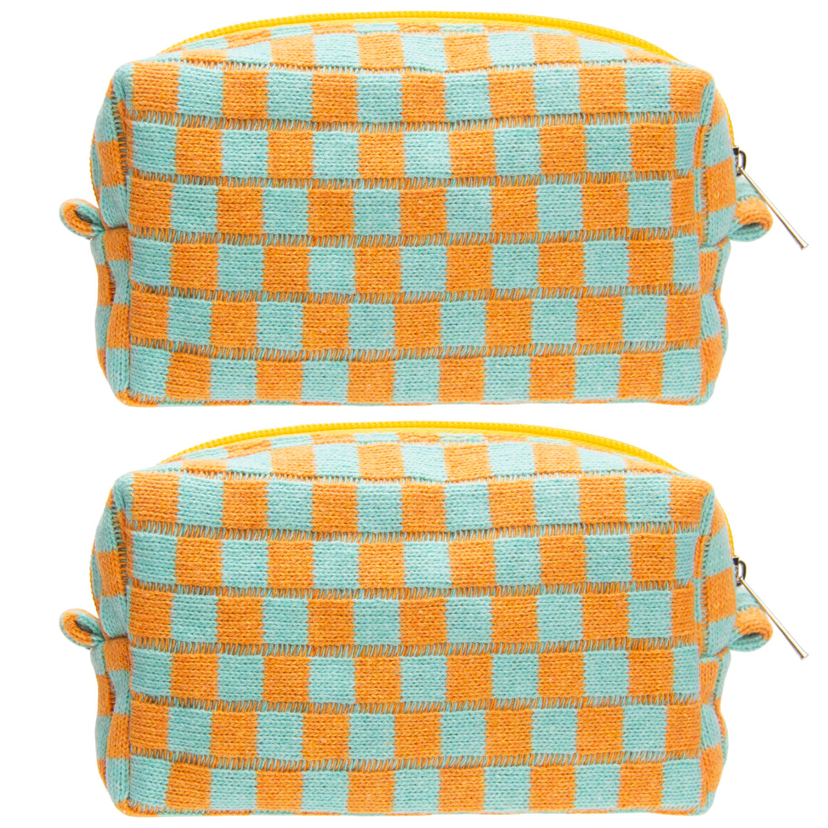 PAZIMIIK Checkered Makeup Bag for Purse Portable Zipper Make Up Pouch Small Cosmetic Case for Travel Accessories (Hotpink)