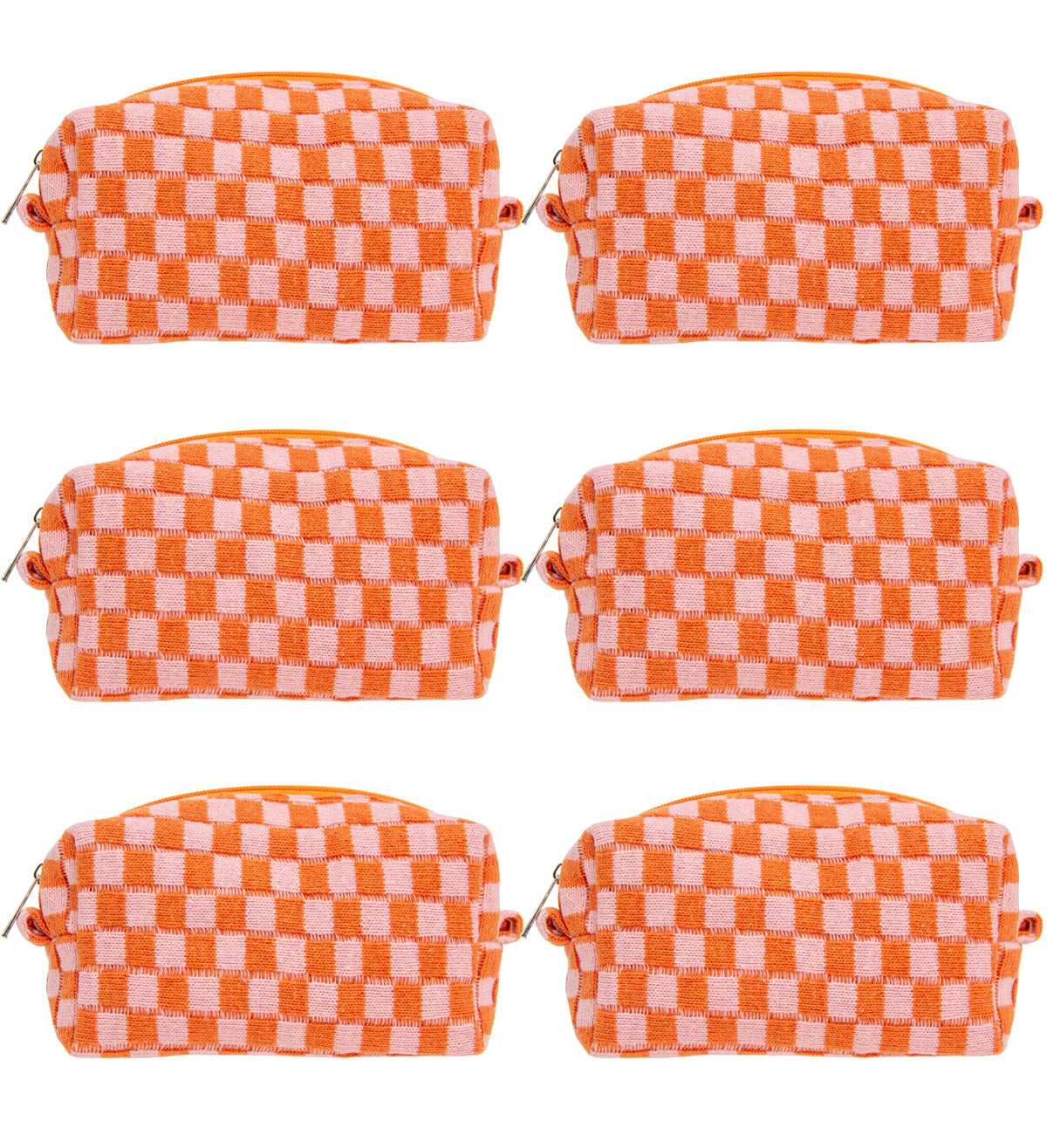 PAZIMIIK Checkered Makeup Bag for Purse Portable Zipper Make Up Pouch Small Cosmetic Case for Travel Accessories (Hotpink)