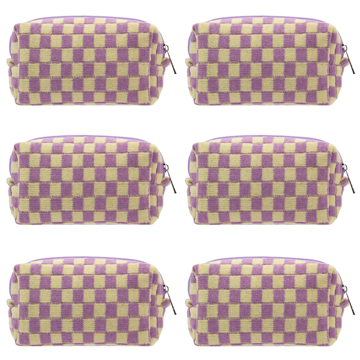 PAZIMIIK Checkered Makeup Bag for Purse Portable Zipper Make Up Pouch Small Cosmetic Case for Travel Accessories (Hotpink)