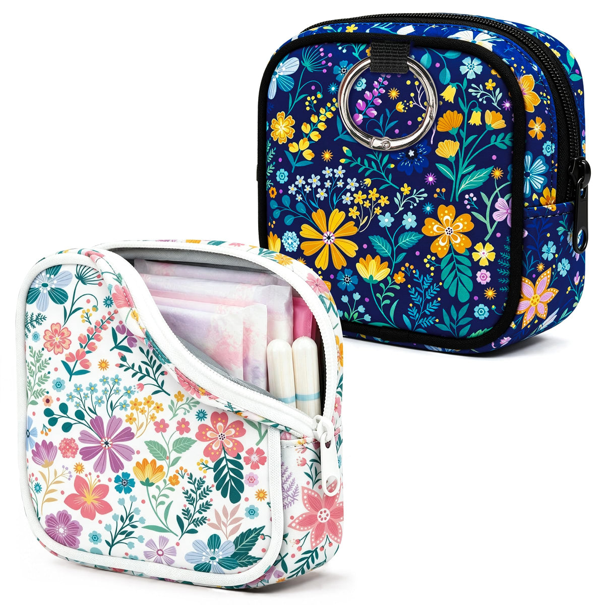 KJQJLY 2 Pack Sanitary Napkin Storage Bag Period Bag with Snap Hook