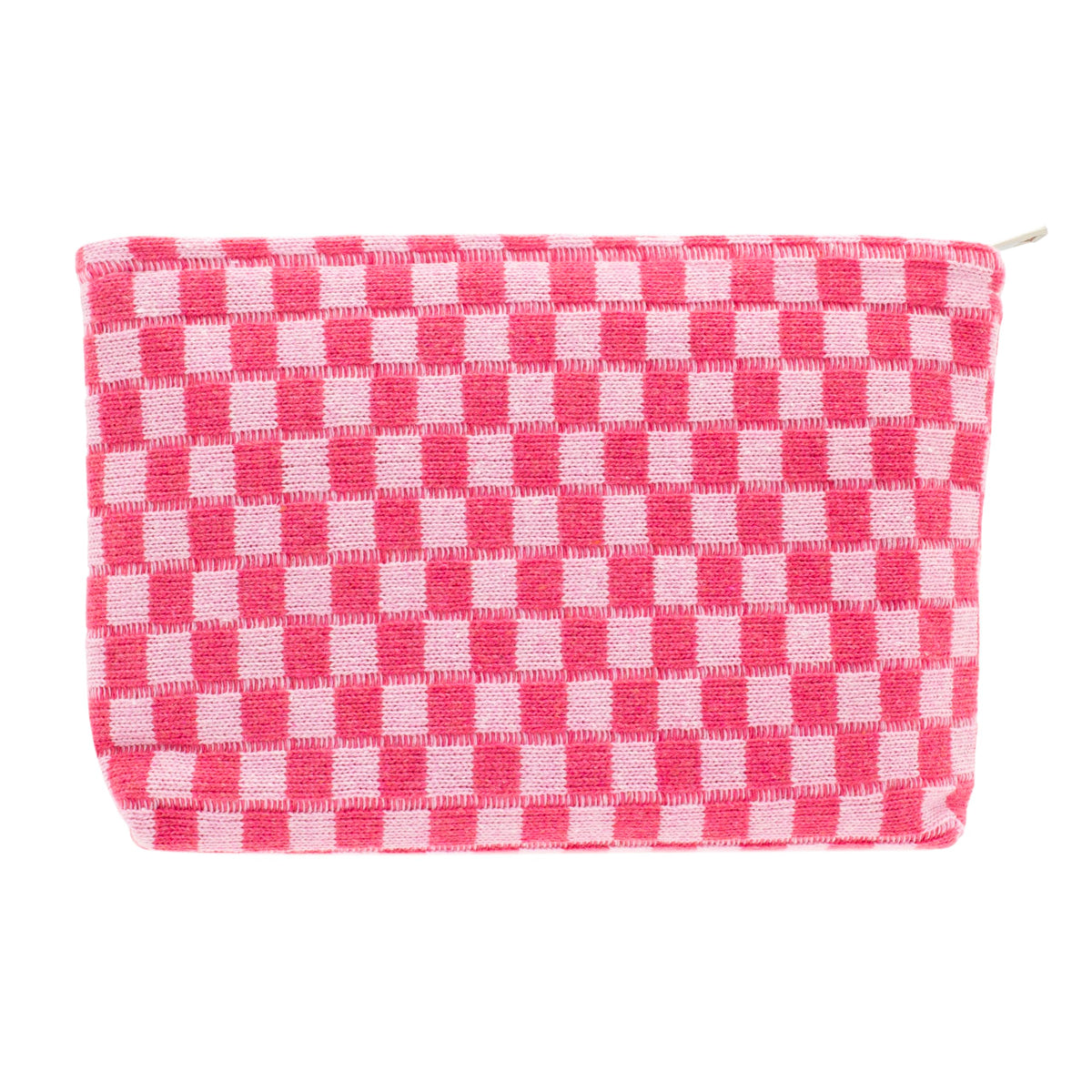 PAZIMIIK Checkered Makeup Bag for Purse Portable Zipper Make Up Pouch Small Cosmetic Case for Travel Accessories (Hotpink)