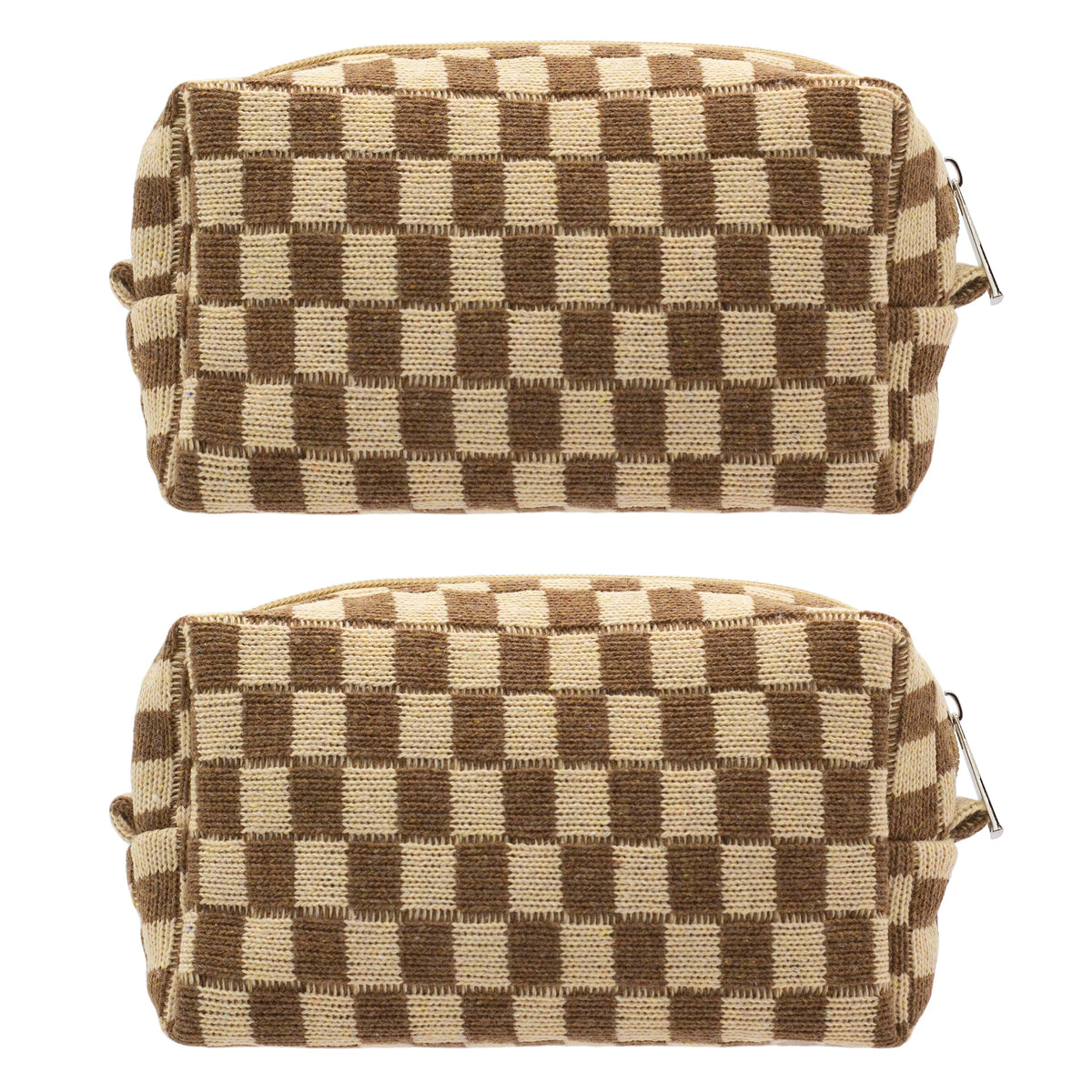 PAZIMIIK Checkered Makeup Bag for Purse Portable Zipper Make Up Pouch Small Cosmetic Case for Travel Accessories (Hotpink)