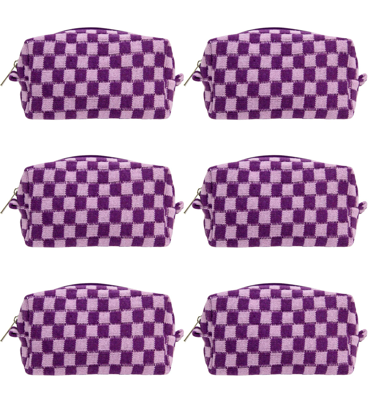 PAZIMIIK Checkered Makeup Bag for Purse Portable Zipper Make Up Pouch Small Cosmetic Case for Travel Accessories (Hotpink)
