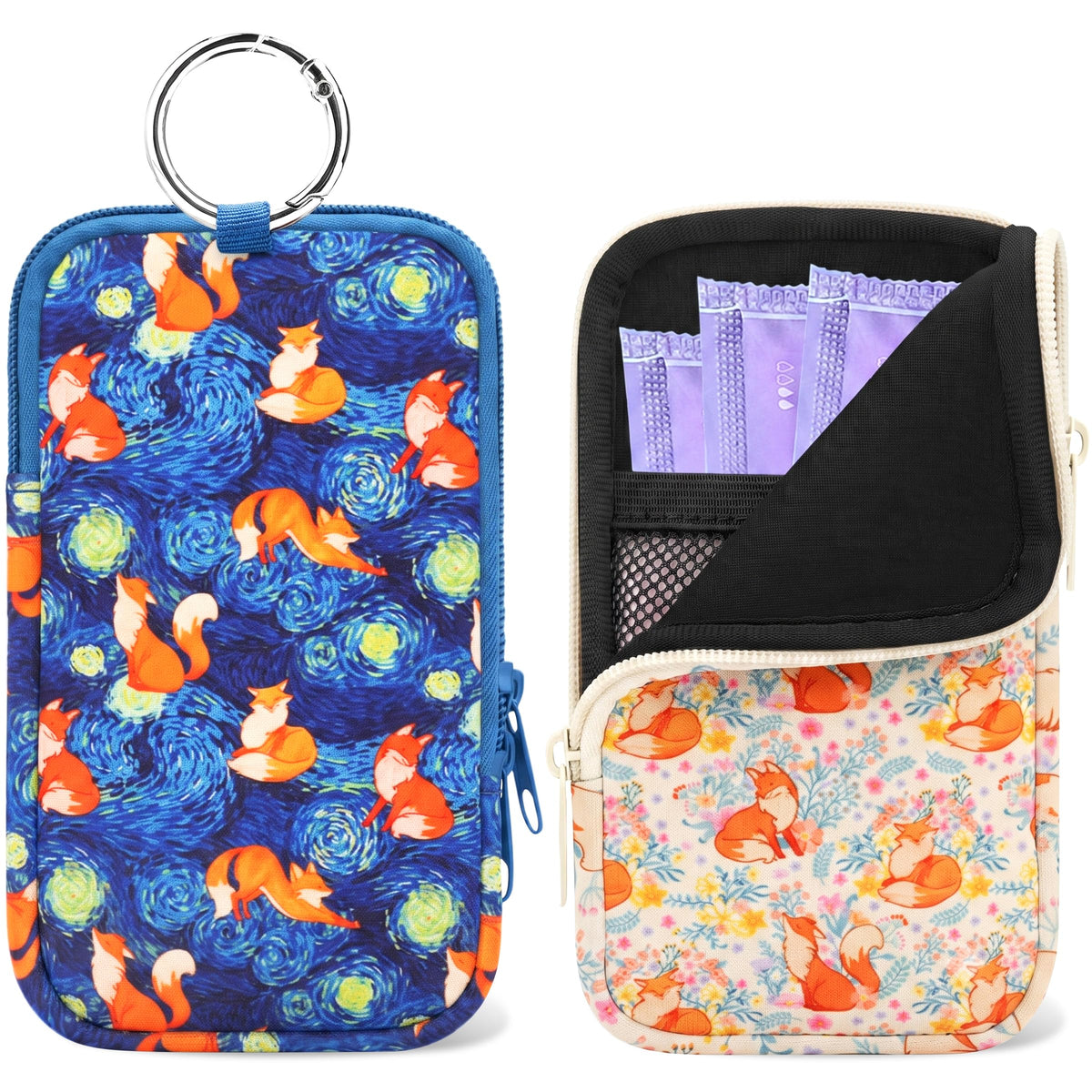 2PCS Tampon Holder Zipper Pouches Portable Period Bags