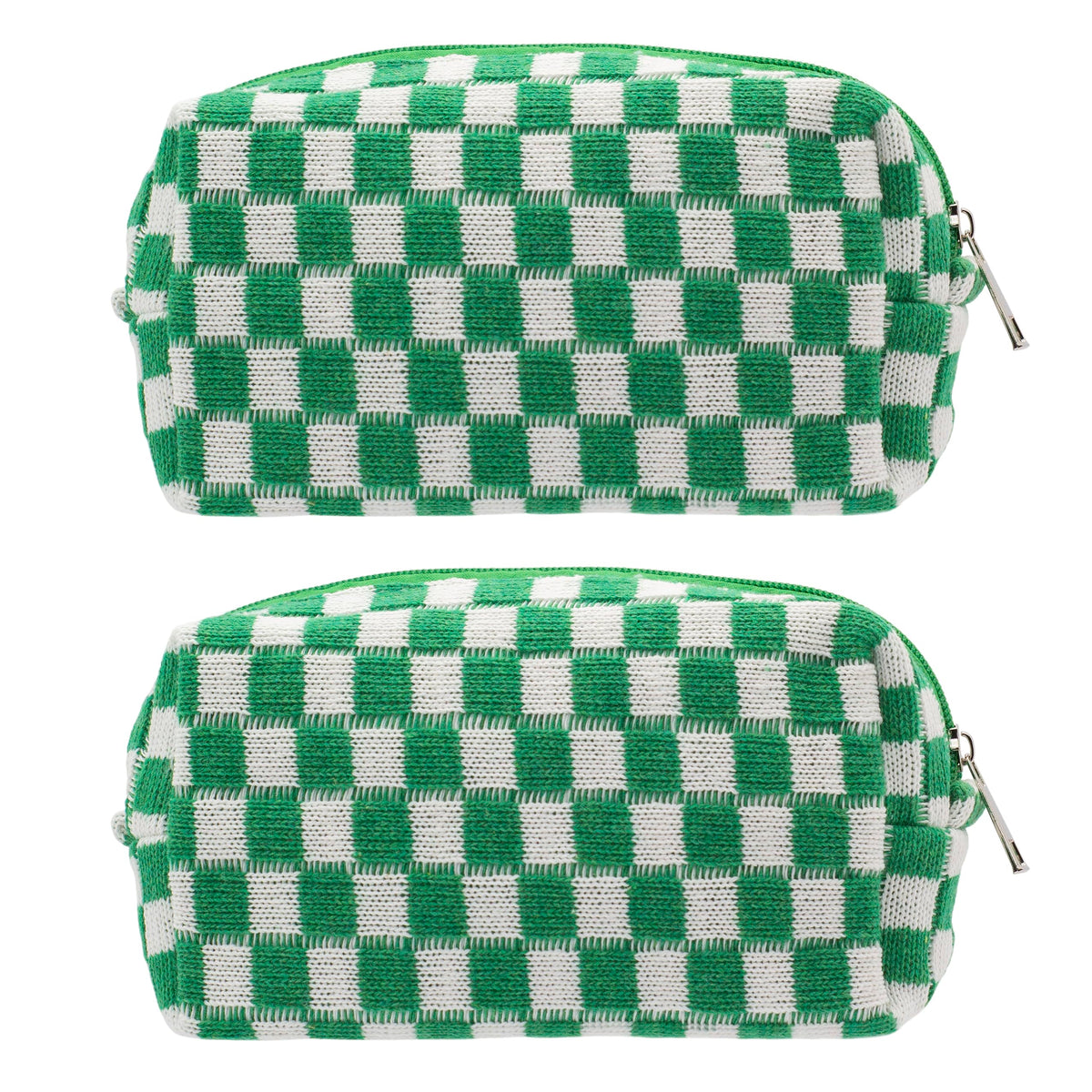 PAZIMIIK Checkered Makeup Bag for Purse Portable Zipper Make Up Pouch Small Cosmetic Case for Travel Accessories (Hotpink)